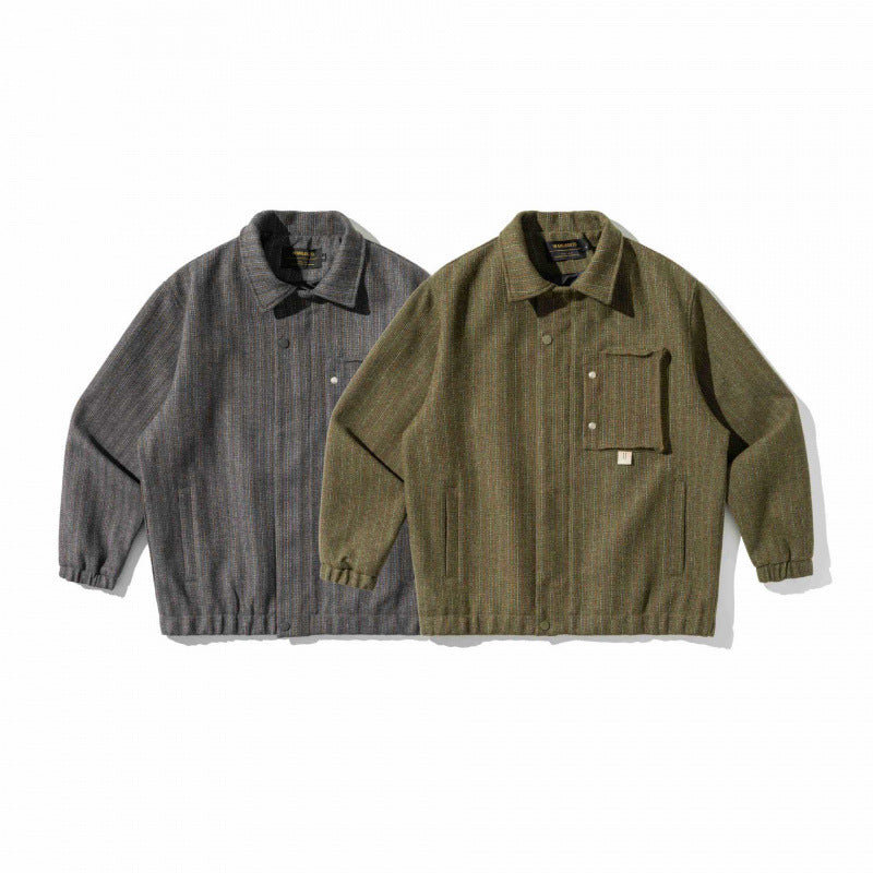 Men's Boxy Overshirt Jacket made of Wool Blend with Patch Chest Pocket Mune Fashion