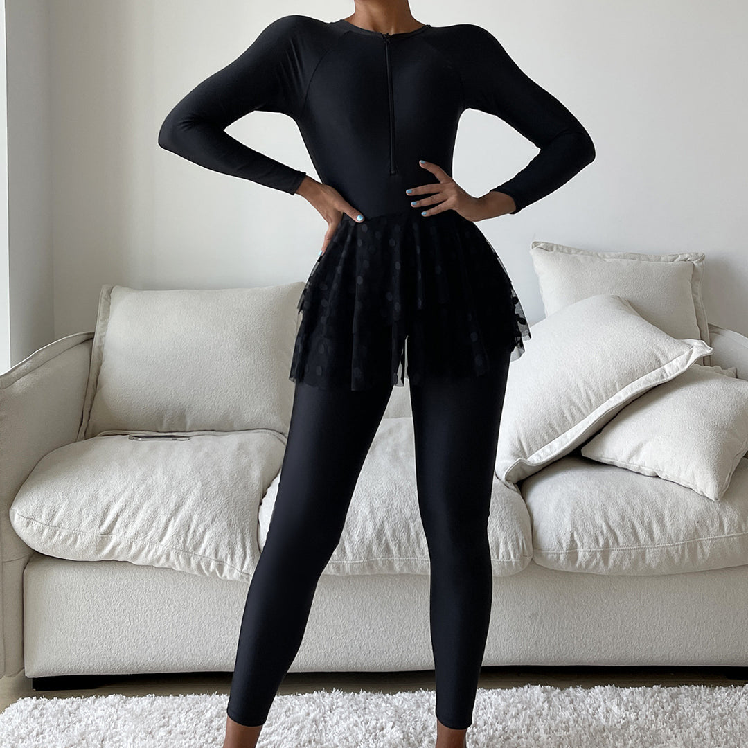 Ladies Sporty Swimsuit with Flared Skirt Mune Fashion
