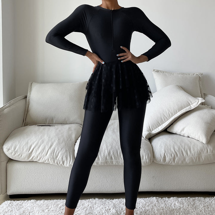 Ladies Sporty Swimsuit with Flared Skirt Mune Fashion