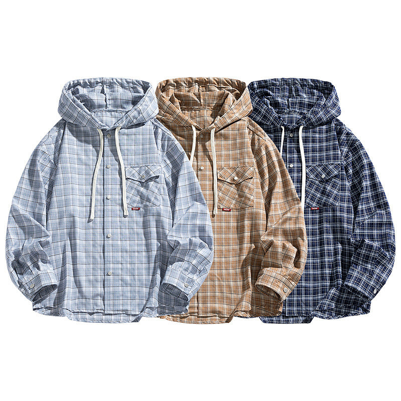 Men's Multifunctional Hooded Jacket in Checked Fabric Mune Fashion
