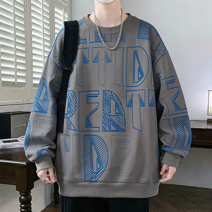 Men's Oversized Sweatshirt with large lettering print and ribbed hem Mune Fashion