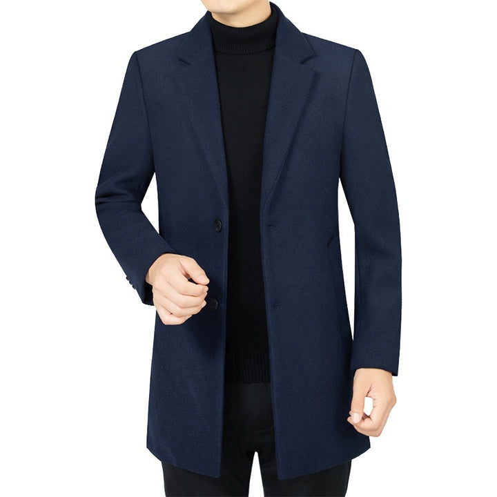 Men's Elegant Tailored Wool Blend Coat with Notch Lapel and Two Button Closure Mune Fashion