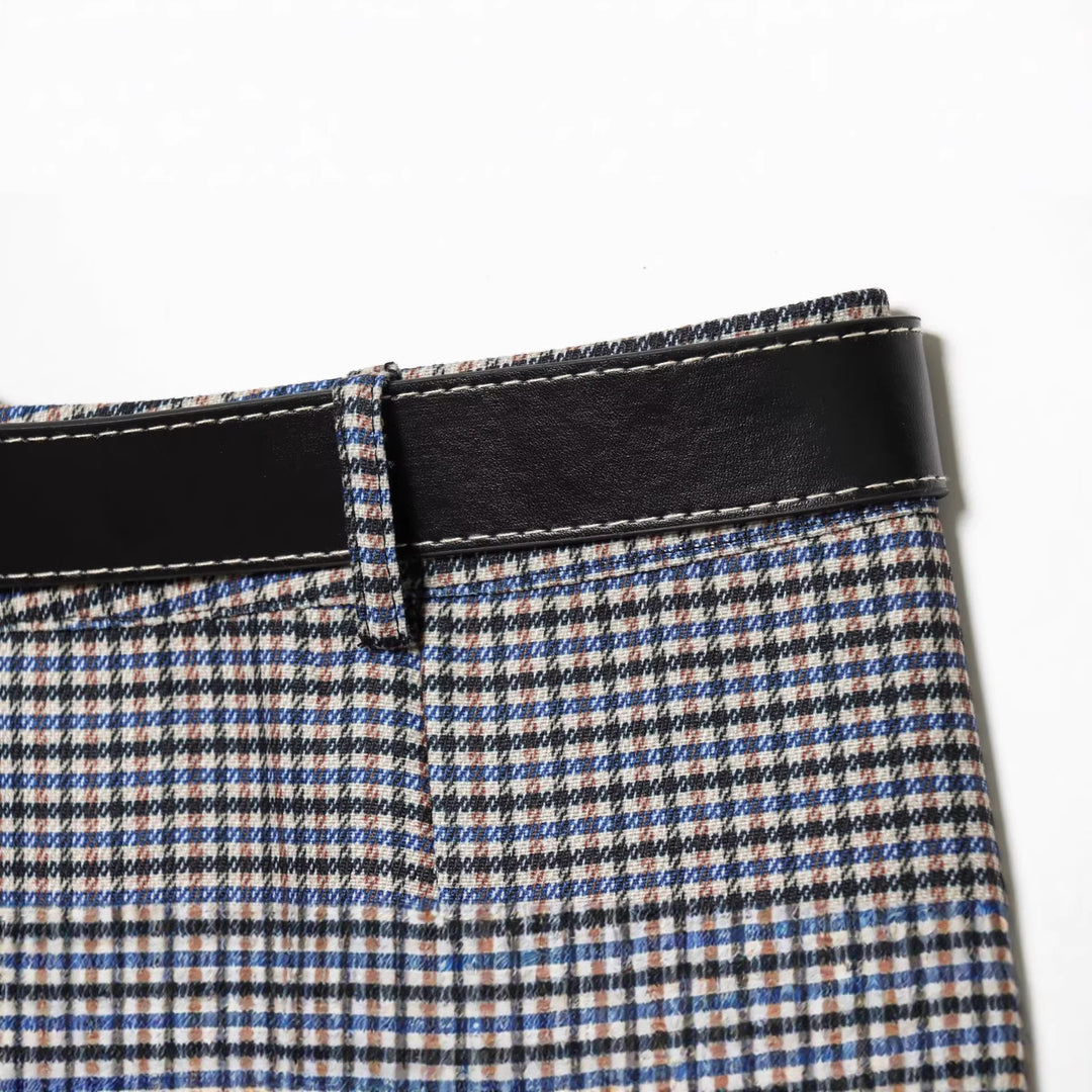Women A-line midi skirt with high waist and belt Mune Fashion
