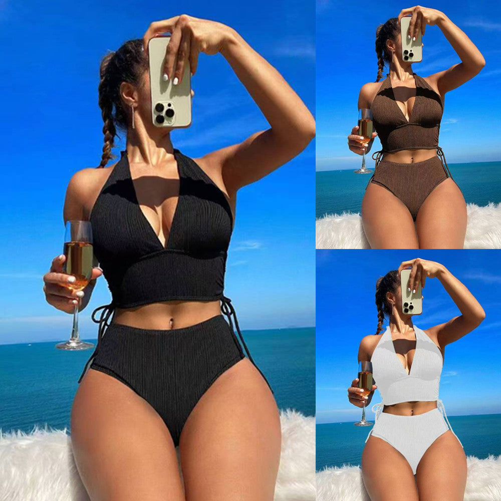 Ladies bikini set with adjustable halter neck and high leg cut Mune Fashion
