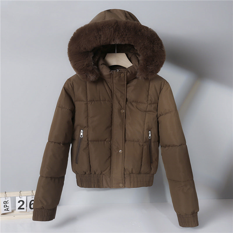 Women’s quilted bomber jacket with hood and faux fur trim Mune Fashion