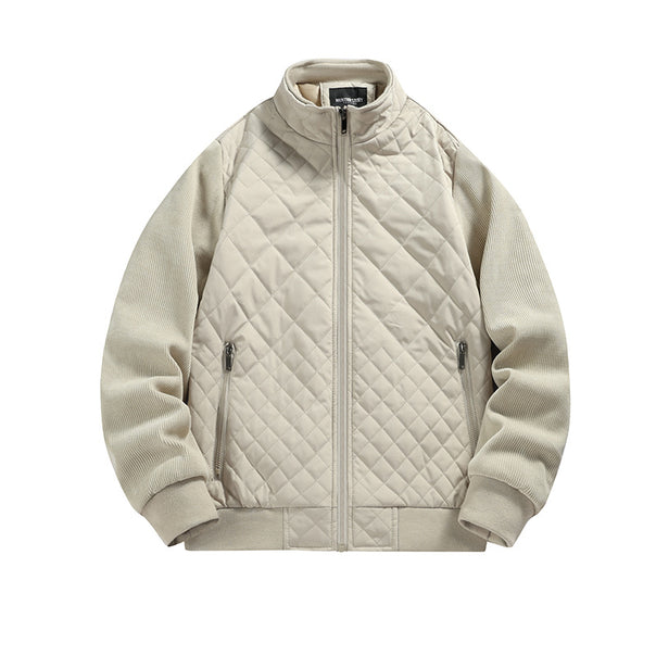 Men's quilted hybrid jacket with stand-up collar and knitted sleeves Mune Fashion