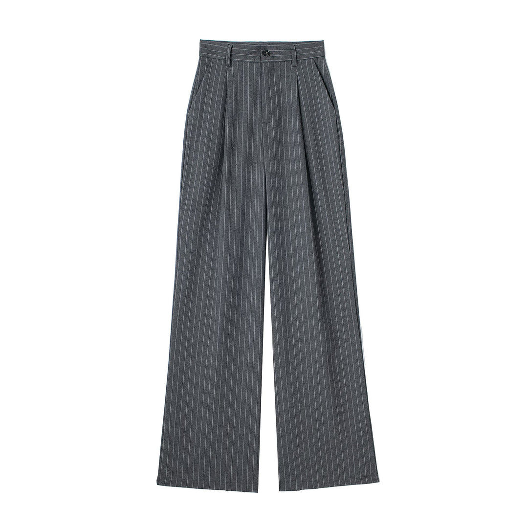 Women's Wide High Waist Pleated Trousers with Crease and Side Insertion Pockets Mune Fashion