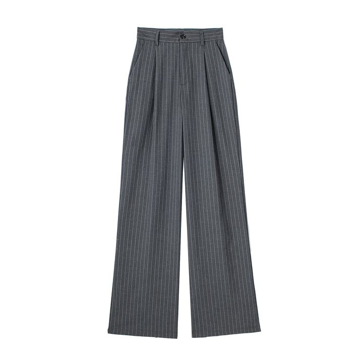 Women's Wide High Waist Pleated Trousers with Crease and Side Insertion Pockets Mune Fashion
