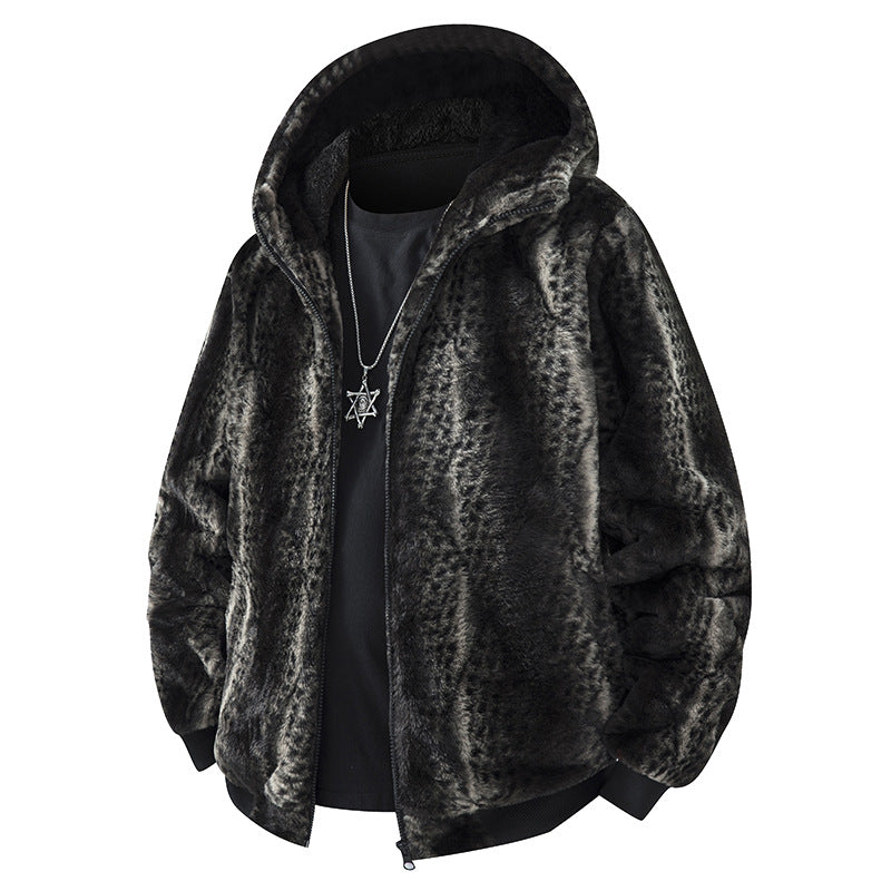 Herren Kapuzen-Fleecejacke im Oversized-Look mit weichem Kunstfellfutter Mune Fashion
