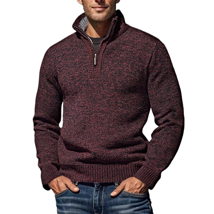 Men's structured half-zip troyer with distinctive knit pattern and stand-up collar Mune Fashion