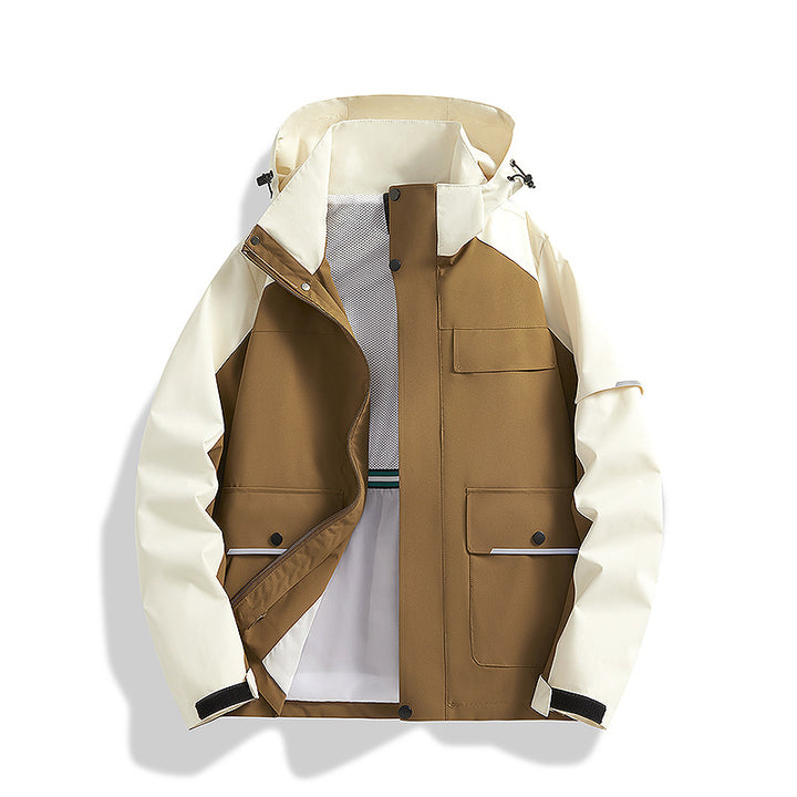 Men's three-layer trekking jacket with welded seams, hood, and multifunction pockets Mune Fashion