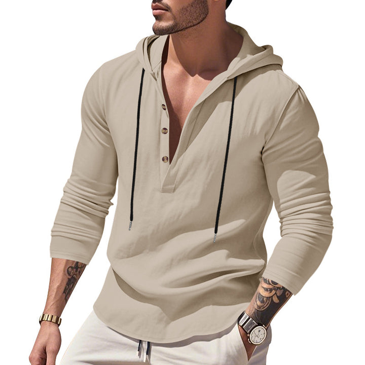 Men's casual hoodie with button placket and slim fit Mune Fashion