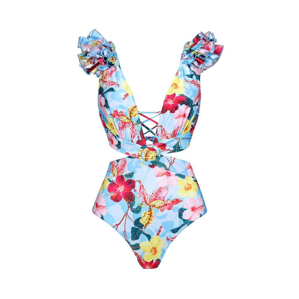 Women Bikini with Ruffles and Matching Maxi Skirt Mune Fashion