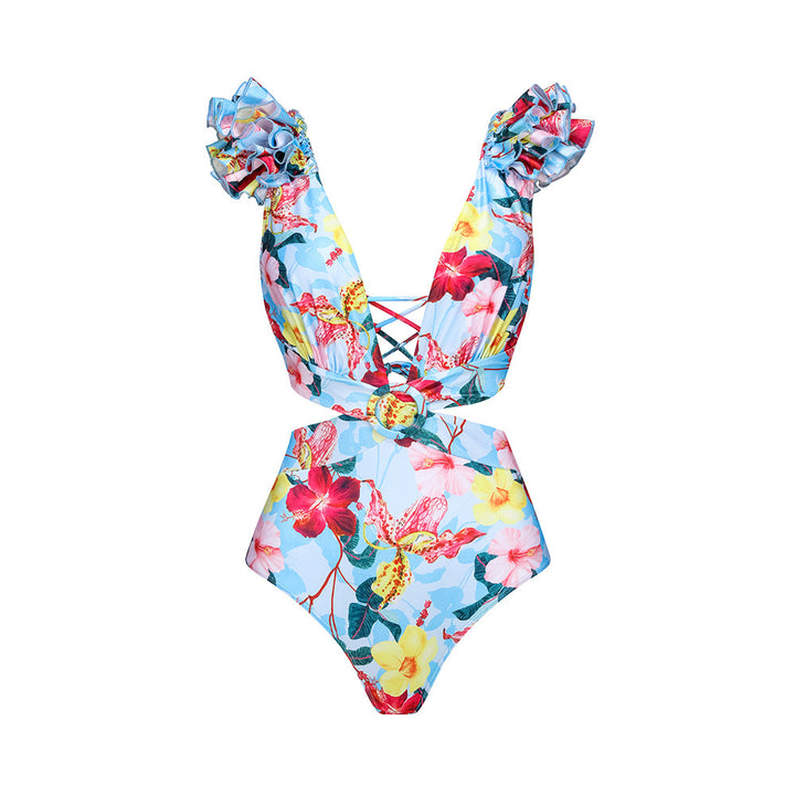 Women Bikini with Ruffles and Matching Maxi Skirt Mune Fashion