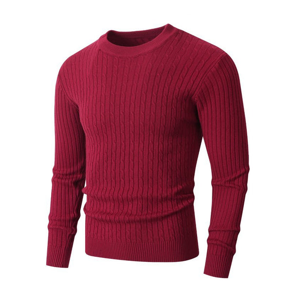 Men's merino-mix fine-knit sweater with cable pattern, ribbed cuffs, and slim silhouette Mune Fashion