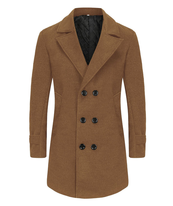 Men's Elegant Double-Breasted Coat with Tailored Fit and Quilted Lining Mune Fashion