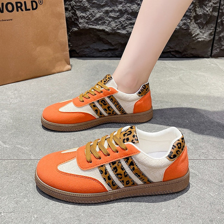 Women Low-Top Sneaker with Leopard Detail, Velvet and Textile Mix Mune Fashion