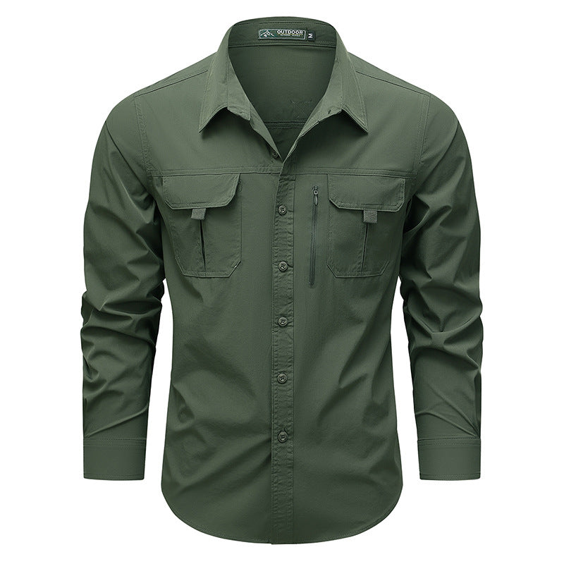 Men's outdoor utility shirt with multiple pockets and zipper Mune Fashion