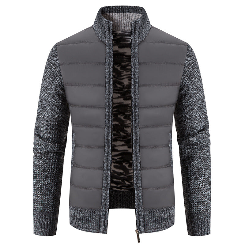 Men's nan Hybrid Knit Padded Jacket with Padded Front, Ergonomic Knit Sleeves and High Stand-Up Collar Mune Fashion