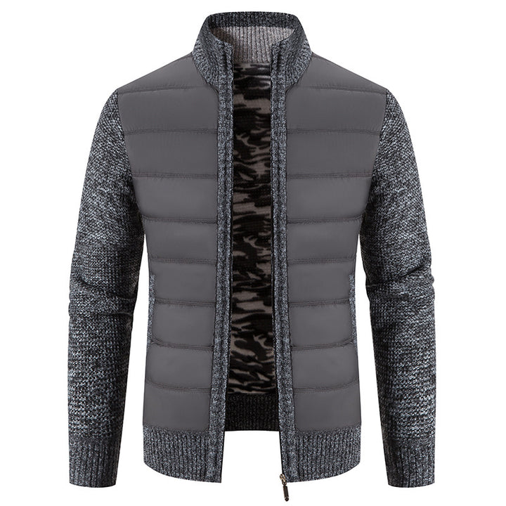 Men's nan Hybrid Knit Padded Jacket with Padded Front, Ergonomic Knit Sleeves and High Stand-Up Collar Mune Fashion