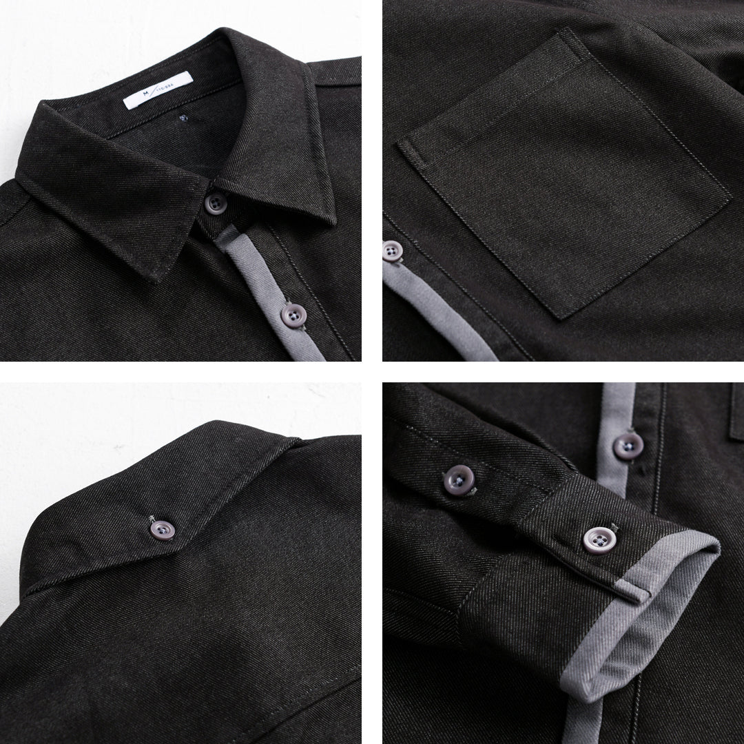 Men's Lightweight Cotton Twill Overshirt with Chest Pocket and Relaxed Fit Mune Fashion