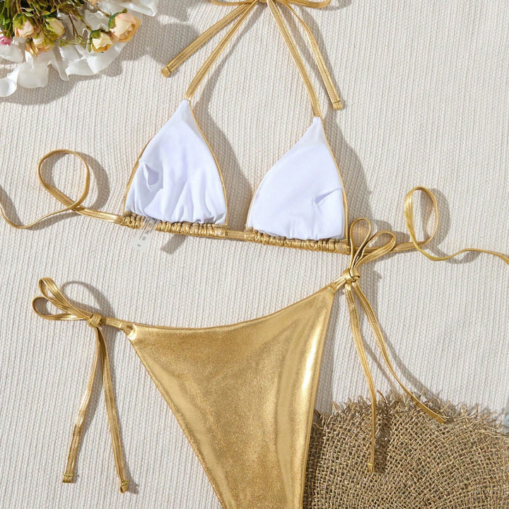 Women's Triangle Bikini with Shiny Accents Mune Fashion