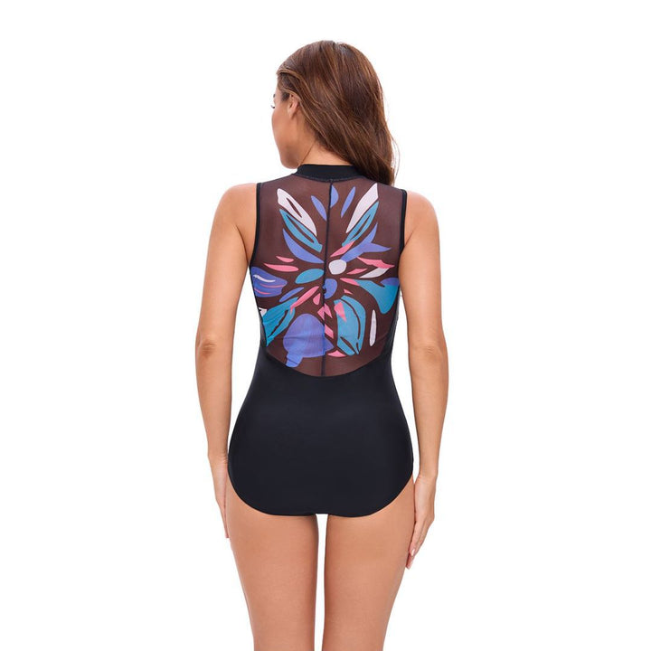 Women's sleeveless swimsuit with floral back design Mune Fashion