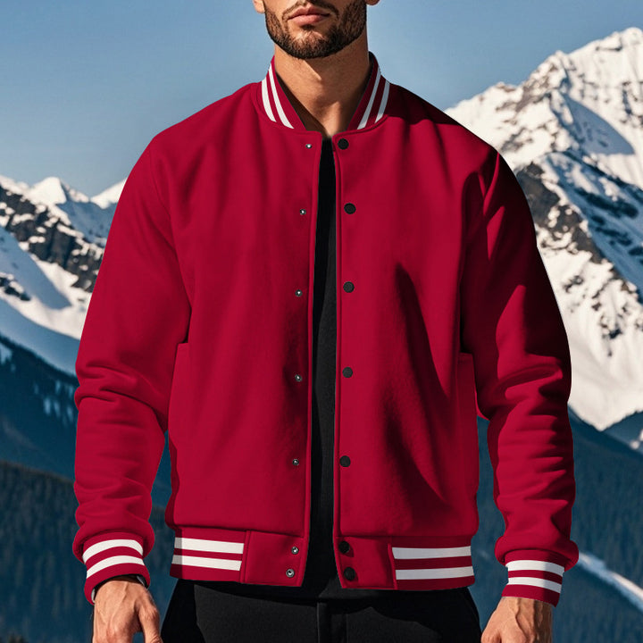 Men's stylish college varsity jacket with ribbed collar, elastic cuffs, and warming thermal padding Mune Fashion