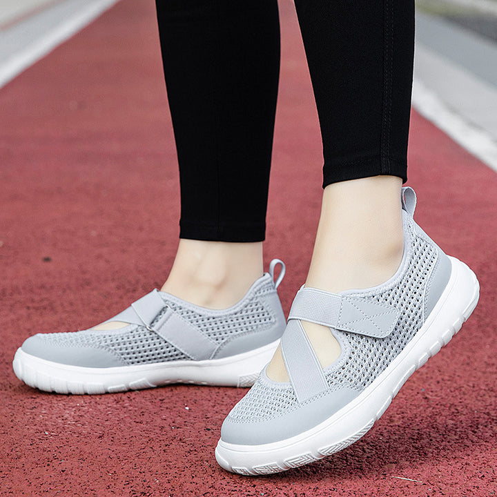 Ladies non-breathable knitted strap sneakers with Velcro fastener padded comfort sole and flexible profile outsole Mune Fashion