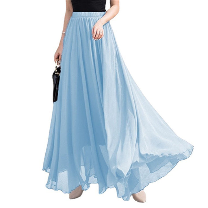 Women's maxi chiffon skirt with elastic waistband and flowy A-line Mune Fashion