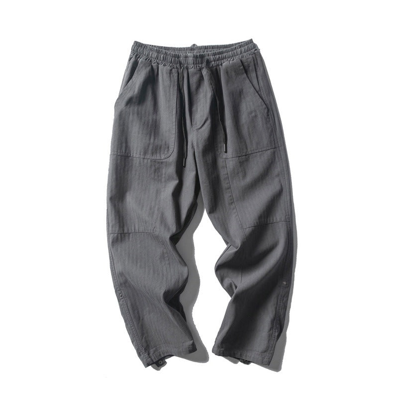 Men's Loose Baggy Cargo Pants with Elastic Waistband Drawstring and Knee Paneling Mune Fashion