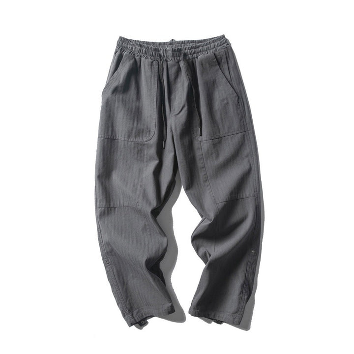 Men's Loose Baggy Cargo Pants with Elastic Waistband Drawstring and Knee Paneling Mune Fashion