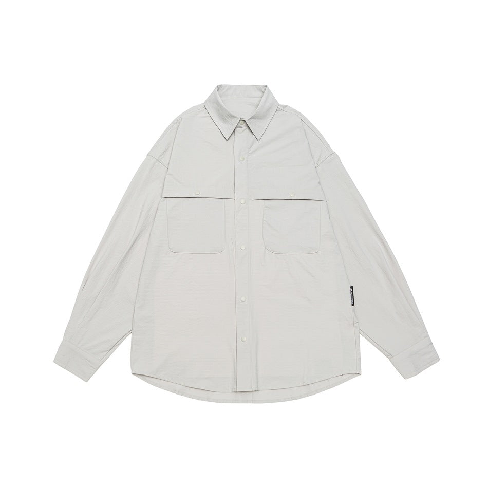 Unisex Oversized Shirt Jacket in Utility Style with Snap Button Placket Mune Fashion