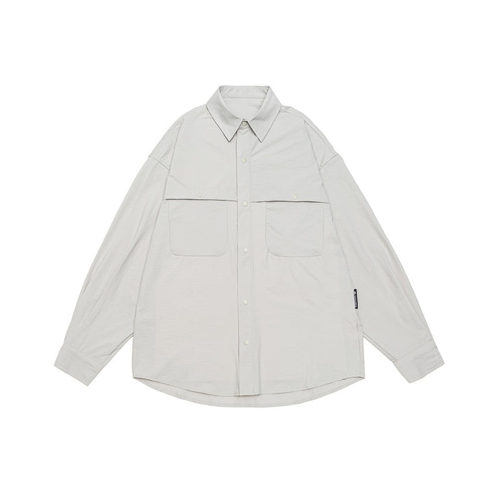 Unisex Oversized Shirt Jacket in Utility Style with Snap Button Placket Mune Fashion
