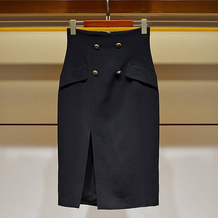 Women's Elegant Pencil Skirt with Button Details Mune Fashion