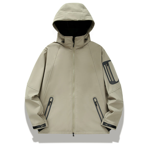 Men's softshell hybrid jacket with hood, sealed zippers, and ergonomic cut Mune Fashion