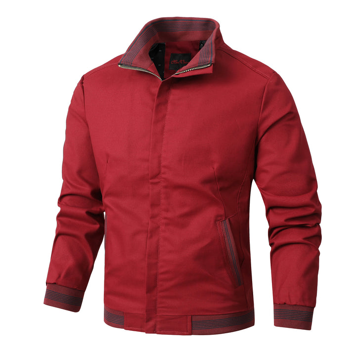 Men's Slim Fit Bomber Jacket in Field Style with Stand-Up Collar Mune Fashion