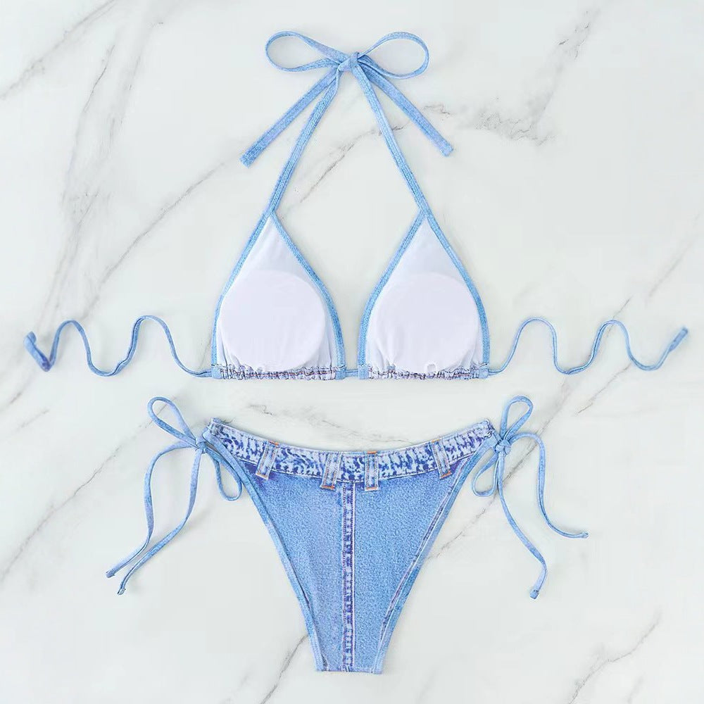 Damen Denim-Bikini mit modischem Schnitt Echo Archiv