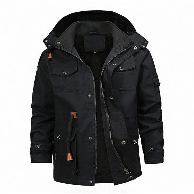 Men's robust canvas field parka with teddy fleece lining, hood, and multifunctional pockets Mune Fashion