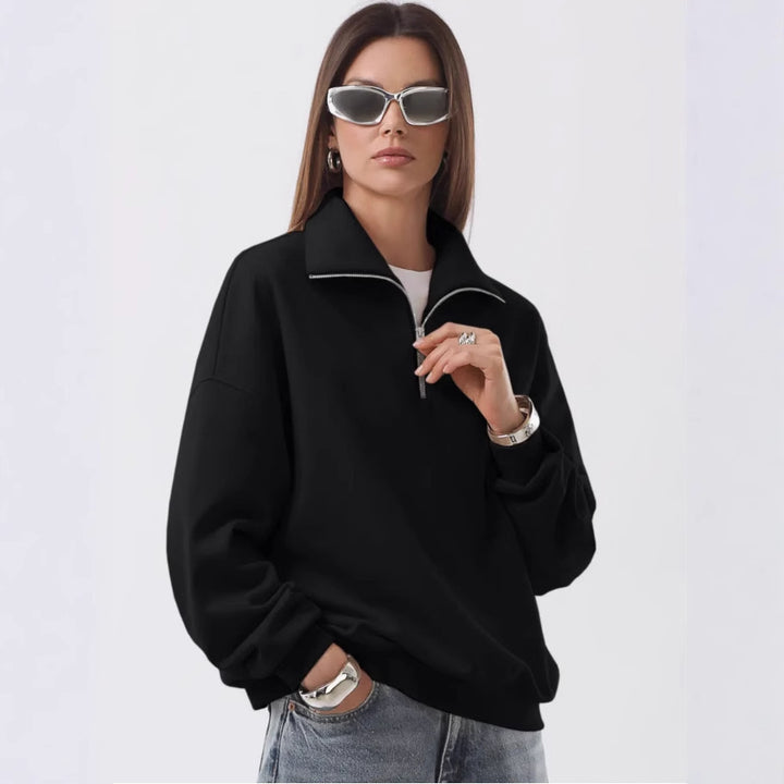 Unisex oversized sweatshirt with half zipper and stand-up collar made of soft cotton blend Mune Fashion