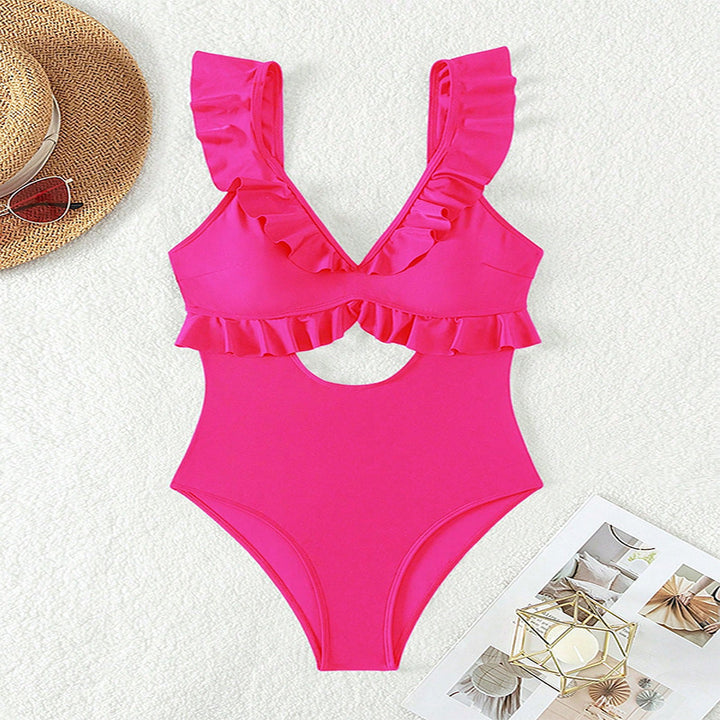 Women’s One-Piece Swimsuit with Voluminous Ruffle Details Mune Fashion