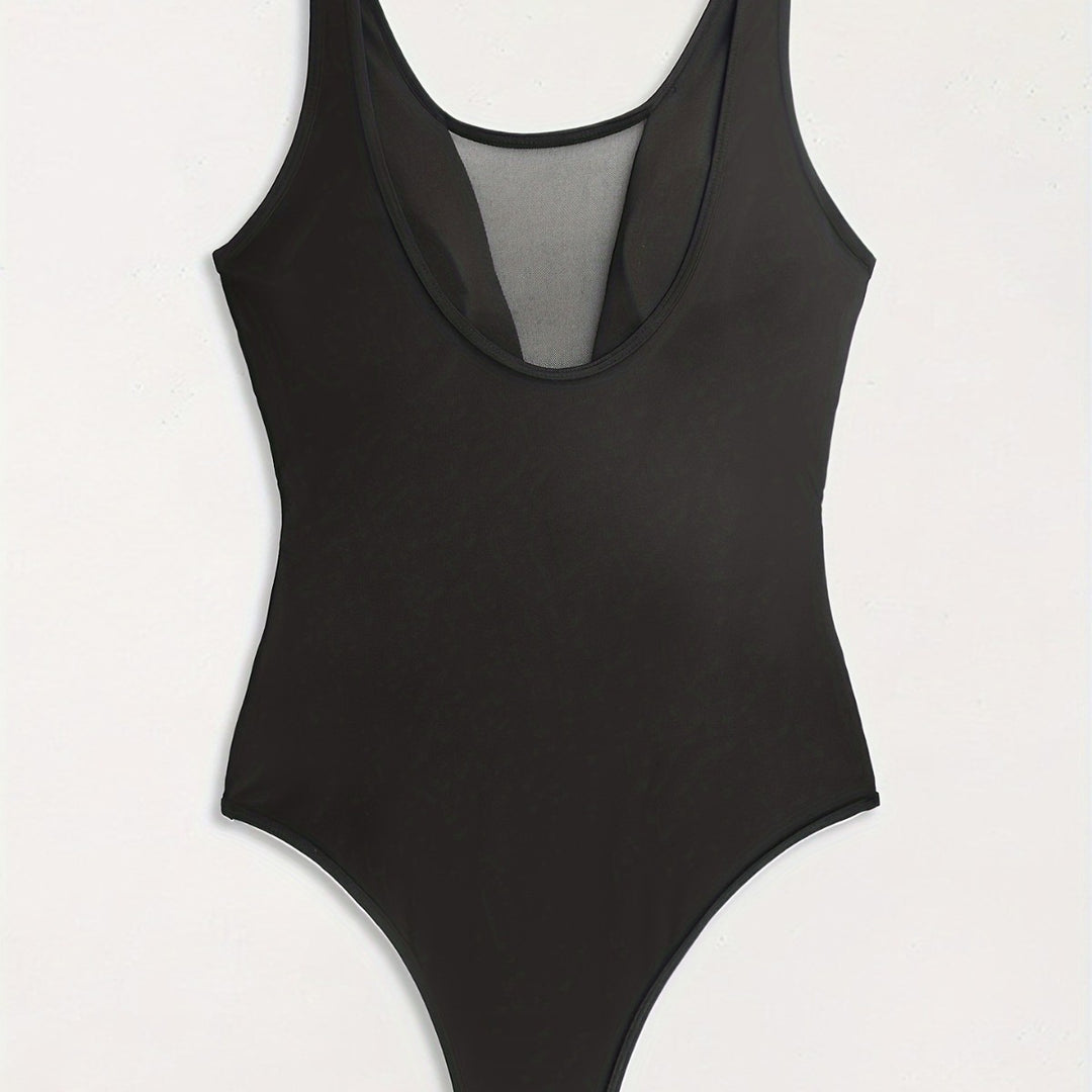 Women High-neck Monokini with Transparent Mesh Details Mune Fashion