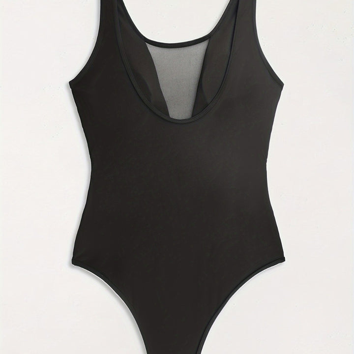 Women High-neck Monokini with Transparent Mesh Details Mune Fashion