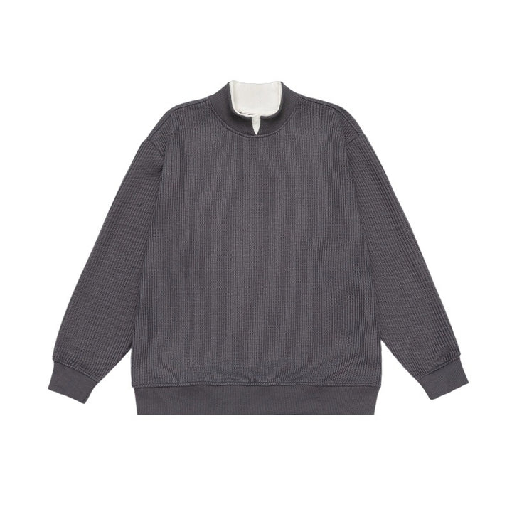 Unisex Fine Structured Mockneck Sweatshirt with Half Zip and Integrated Placket Mune Fashion