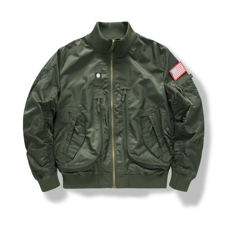 Men's military bomber jacket with reinforced multi-functional pockets and stand-up collar Mune Fashion