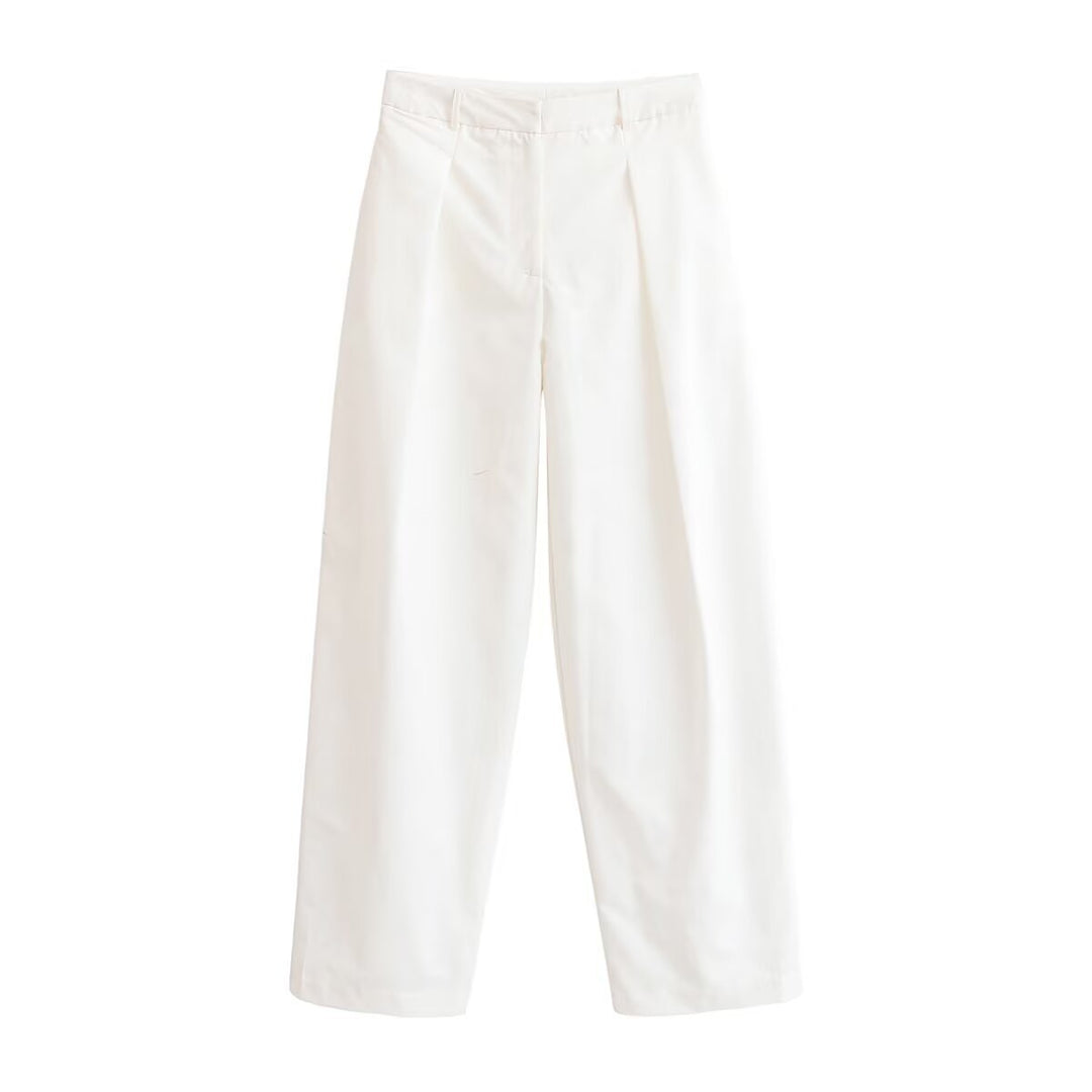 Women's high-waisted wide-leg trouser suit with pleats and crease Mune Fashion