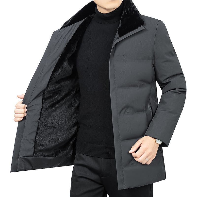 Men's Thermo Winter Short Coat with Luxurious Faux Fur Lining and Stand Collar Mune Fashion