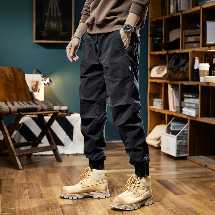 Men's multifunctional cargo jogger pants with elastic comfort waistband, carabiner loop and zipper ankle Mune Fashion
