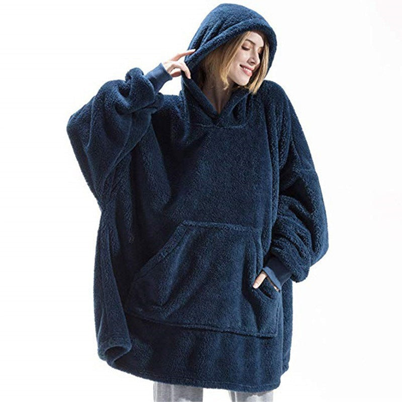 Women's Oversized Fleece Hoodie with Kangaroo Pocket and Hood Mune