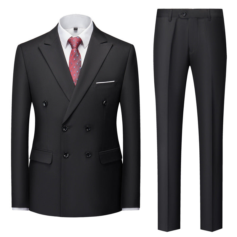 Men's tailored double-breasted blazer with peak lapel and slim fit suit trousers Mune Fashion